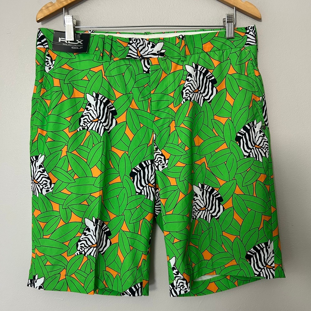 RLX Ralph Lauren Golf Shorts Mens 34 Green Zebra Leaf Print Performance NWT